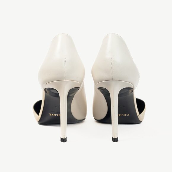 Celine Ivory & Beige Two-Tone Pointed-Toe D'Orsay Pumps - Picture 3 of 9